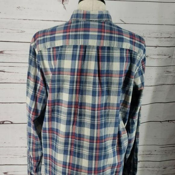 H&M L.O.G.G. Shirt  Plaid Long Sleeve Button Up Large Blue Red - Picture 5 of 6